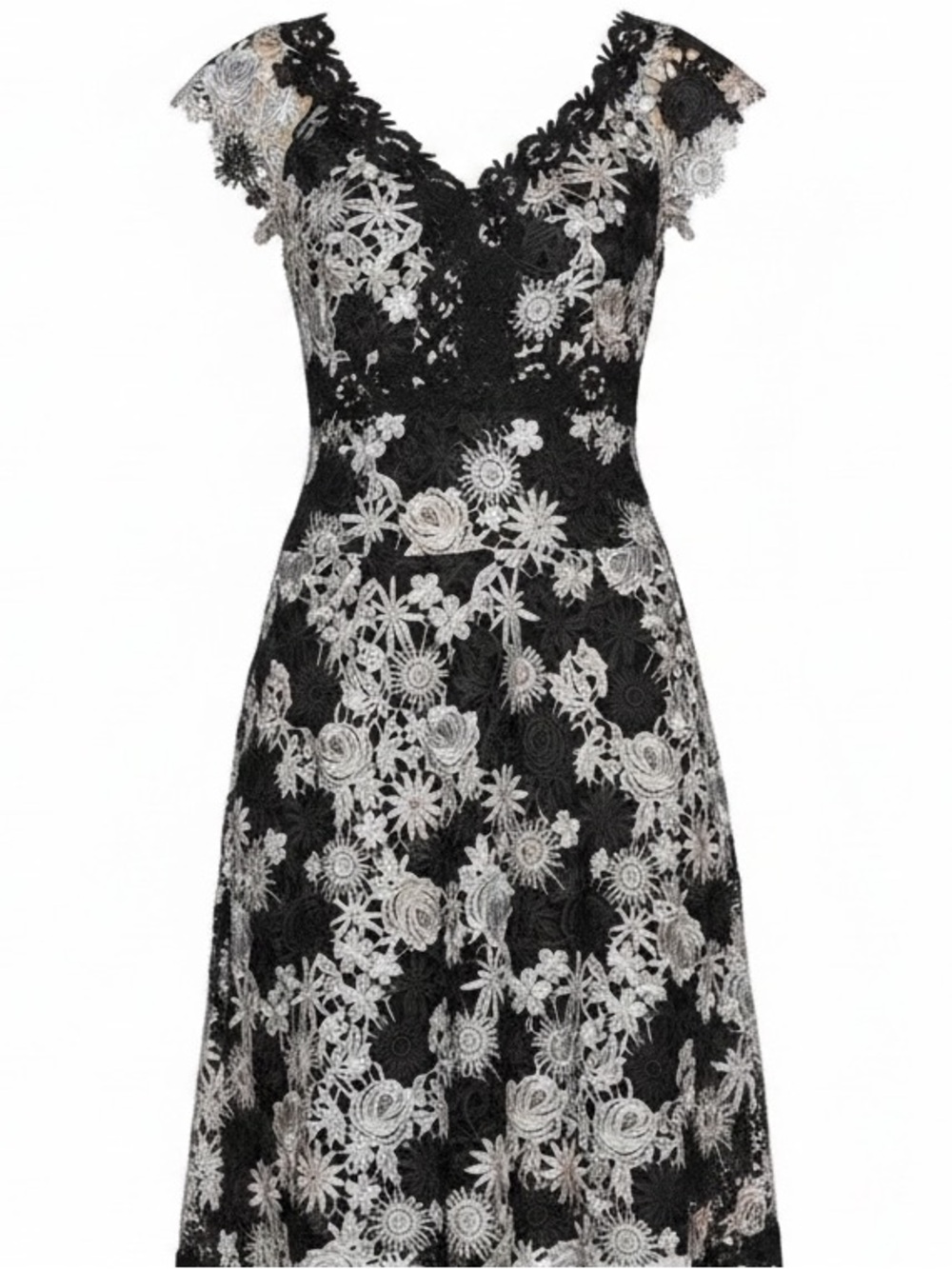 Nanette Lepore High Roller Dress Floral Lace V Neck Asymmetrical Black 4 - Picture 9 of 13